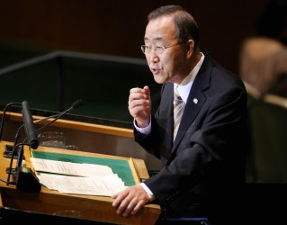 Secretary General Ban Ki-moon speaks at General Assembly at United Nations