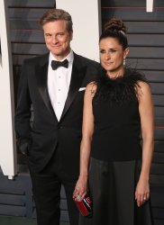 Colin Firth and Livia Giuggioli arrive at the Vanity Fair Oscar Party in Beverly Hills
