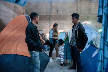 Asylum Seekers wait in Mexico Near U.S. border