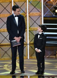 Jim Parsons and Iain Armitage onstage at the 69th annual Primetime Emmy Awards in Los Angeles
