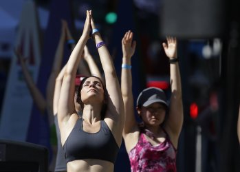 Yoga Solstice in Times Square in New York