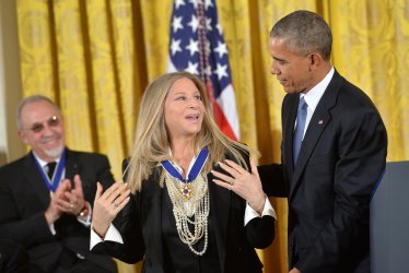 President Obama awards the Medal of Freedom  to Barbra Streisand