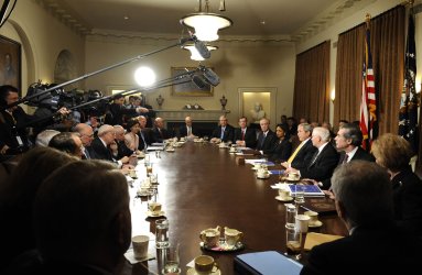 President Bush meets with his Cabinet in Washington