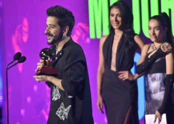 Camillo Accepts Award Onstage at the Latin Grammy Awards in Las Vegas
