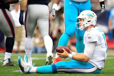 Dolphins Tannehill sacked by Patriots