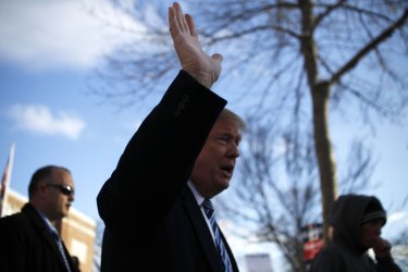 Donald Trump visits polling station in Manchester, New Hampshire