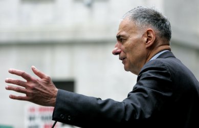 Independent presidential candidate Nader holds rally near the New York Stock Exchange