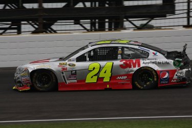 Jeff Gordon finishes his final Brickyard 400 race at the Indianapolis Motor Speedway
