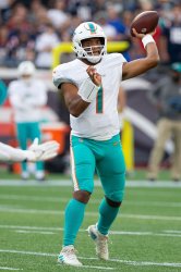 Dolphins Tagovailoa pass against Patriots