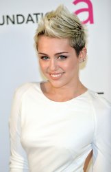 Miley Cyrus attends the Elton John AIDS Foundation Oscar viewing party