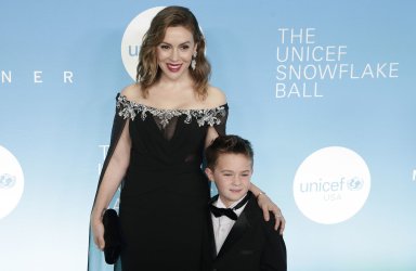 Alyssa Milano and son Milo Thomas Bugliari at UNICEF Snowflake Ball
