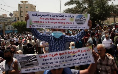 Palestinian Employees of UNRWA Protest  in Gaza