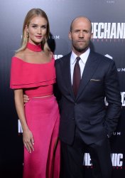 Jason Statham and Rosie Alice Huntington-Whiteley attend "Mechanic: Resurrection" premiere in Los Angeles