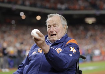 Former President George H.W. Bush during ceremonies in World Series game 5