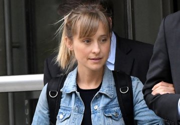 Actress Allison Mack exits the United States Federal courthouse