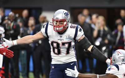 Patriots Gronkowski arrives at Super Bowl LII in Minneapolis
