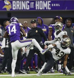 Vikings Stefon Diggs catches a touchdown pass against Saints Marcus Williams in the NFC Divisional playoff game