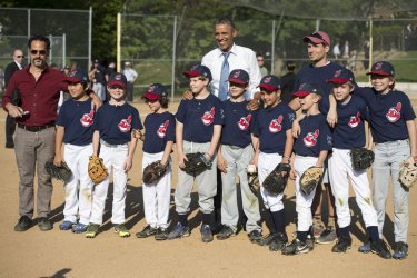 President Barack Obama Visits a Little LEage Baseball Game in Washington, D.C.