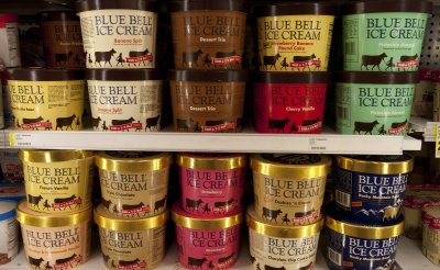 Blue Bell Ice Cream on Display at Colorado Supermarket