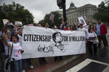 Immigration Protesters Block Traffic near the U.S. Capitol In Washington
