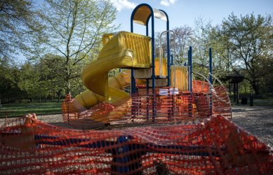 A playground is closed off during the COVID-19 Pandemic in Maryland