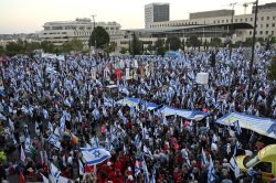 Tens of thousands protest Israeli judicial reform on eve of landmark hearing