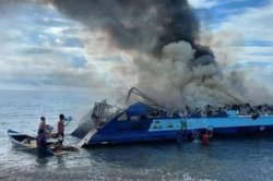 Several dead, dozens rescued after passenger ferry catches fire off Philippines