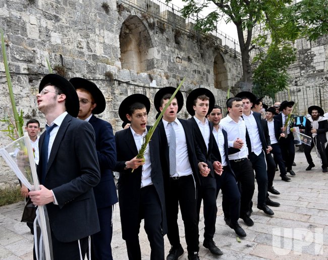 Orthodox Jews Pray Near A Gate To The Temple Mount, or Al Aqsa Compound In Jerusalem's Old City