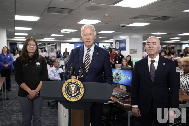 Joe Biden visits FEMA headquarters in Washington