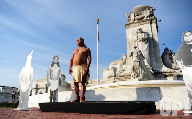 Performance Artist James Luna's "Take a Picture with a Real Indian" on Columbus Day in Washington