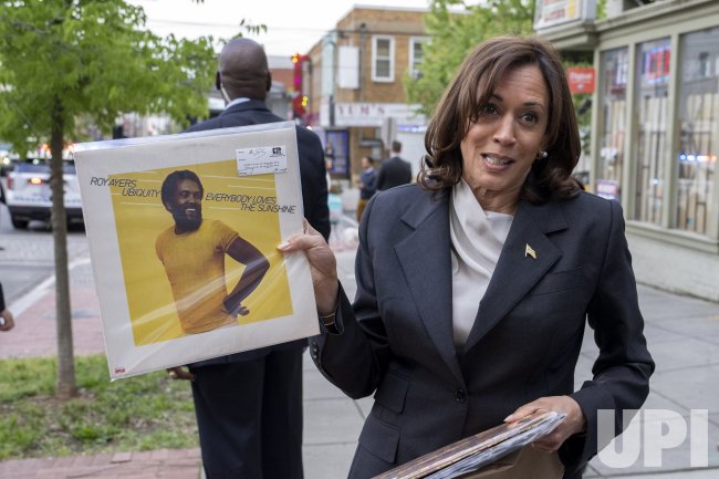 VP Harris shops for records at Home Rule Records in Washington DC