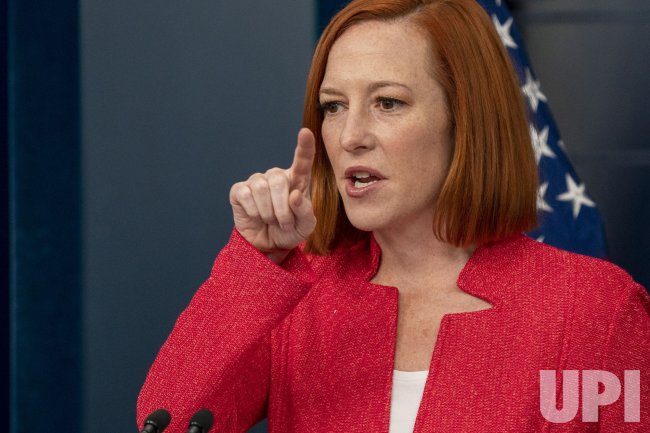 Jen Psaki and FEMA Administrator Deanne Criswell at press briefing