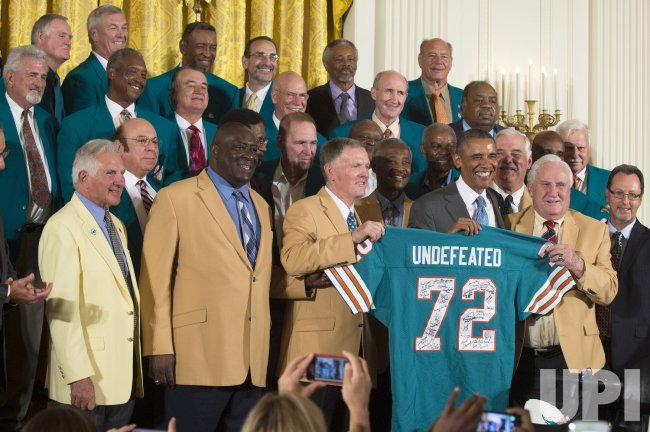President Obama Welcomes the 1972 Undefeated Miami Dolphins to the White House in Washington