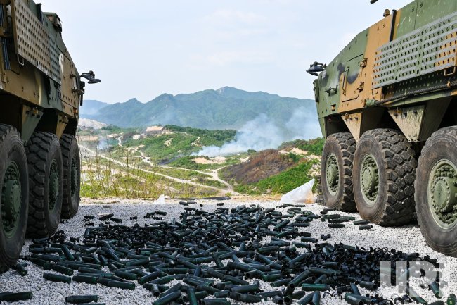 Spent Casings Lie on the Ground After U.S.-South Korea Joint Drill