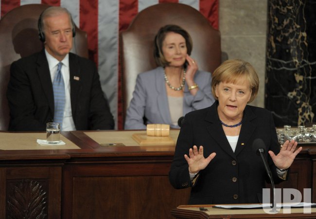 German Chancellor Merkel addresses Congress in Washington