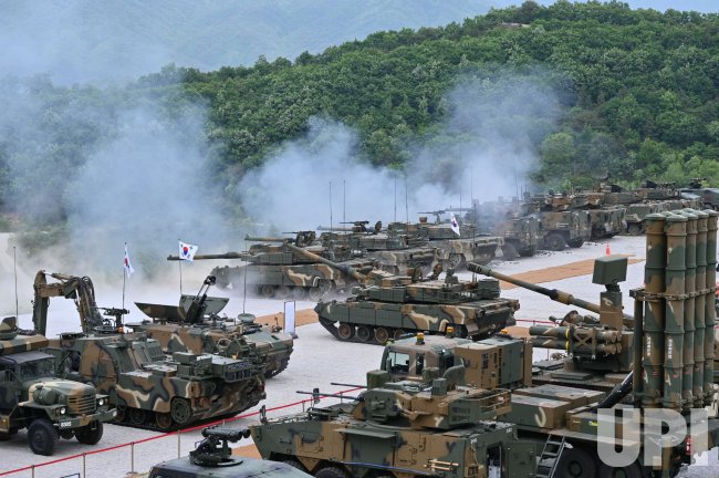A South Korean Artillery Battery Fires at Joint Drill in Pocheon