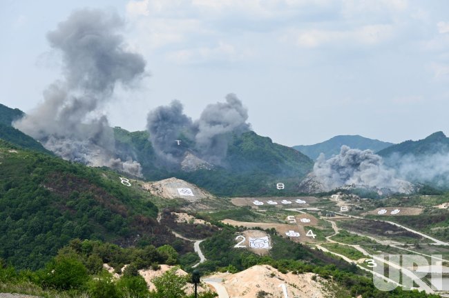 Smoke Billows In Explosions at U.S.-South Korea Live Fire Drill