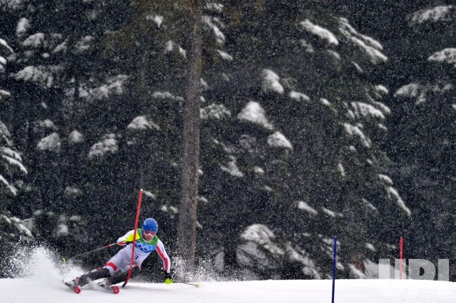 Austria's Benjamin Raich competes in the Men's' Slalom in Whistler
