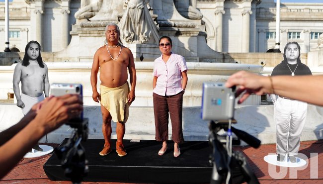 Performance Artist James Luna's "Take a Picture with a Real Indian" on Columbus Day in Washington