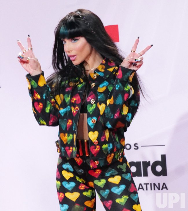 Chesca walks the red carpet at the 2020 Latin Billboard Awards in Sunrise, Florida