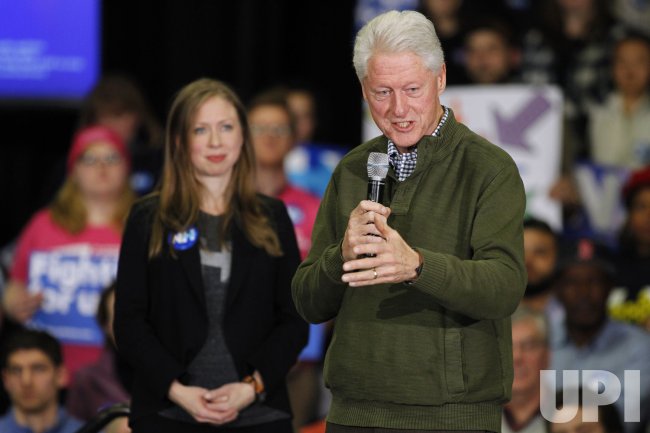 Bill and Chelsea Clinton at rally for Hillary in New Hampshire