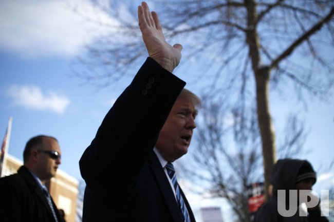 Donald Trump visits polling station in Manchester, New Hampshire