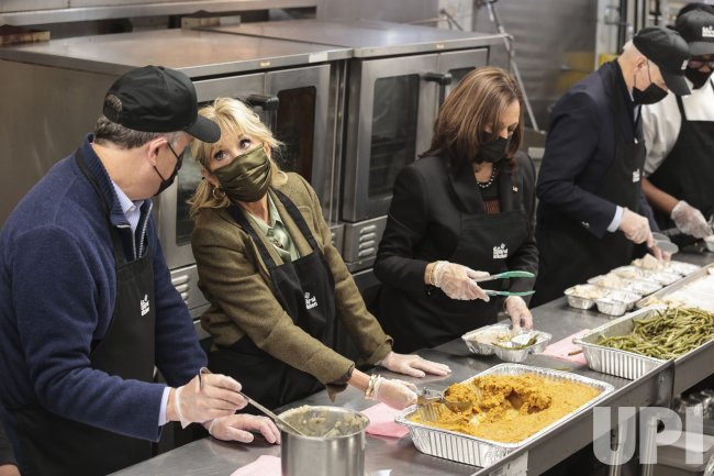 President Joe Biden participates in a service project at DC Central Kitchen