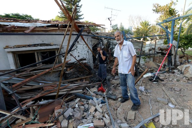 An Israeli House Is Destroyed By Hamas Rocket Near Ben Gurion Airport