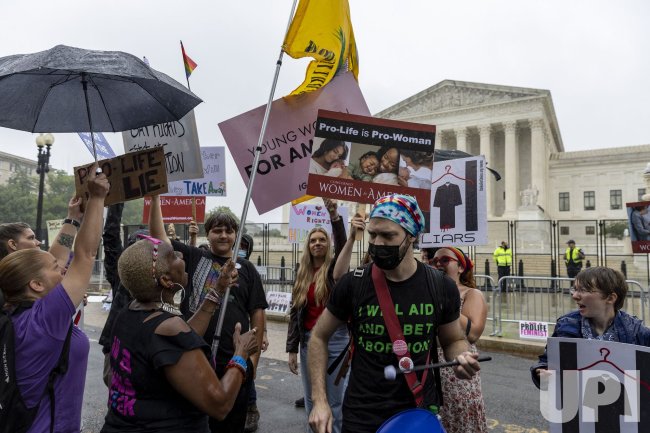 Abortion-Rights and Anti-Abortion Activists Await Decision Release at Supreme Court