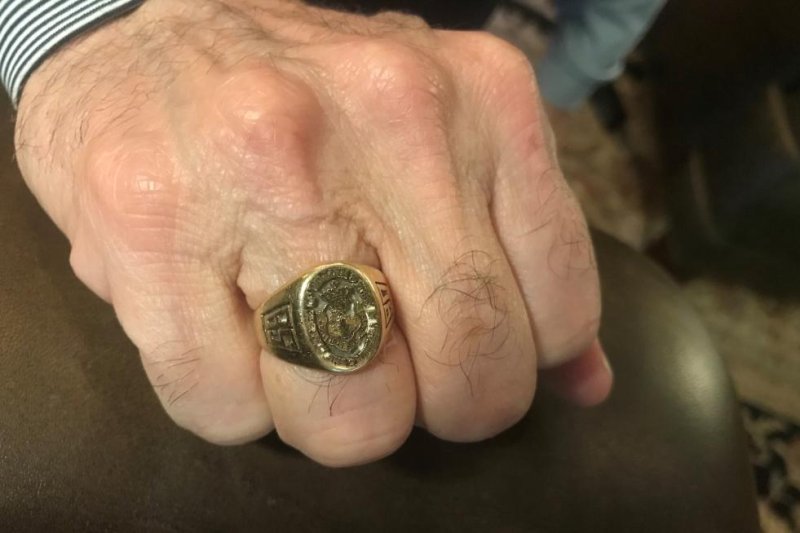 Bruce Patterson's College of William &amp; Mary class of 1980 ring, which was lost in a rental car in 2012, was returned to him after the vehicle's current owner,&nbsp;Katelyn Manigly, found it wedged between the seats. Photo courtesy of the College of William &amp; Mary