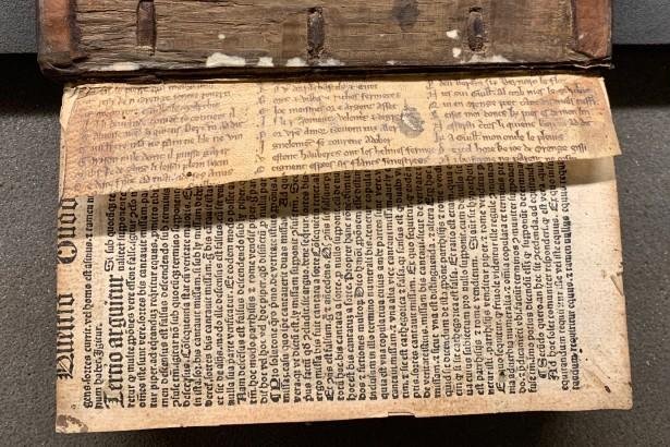 Researcher&nbsp;Tamara Atkin was examining the bindings from a book published in 1528 when she found a fragment of "Siege d'Orange," a 12th century poem that had been believed completely lost by scholars. Photo courtesy of Queen Mary University of London