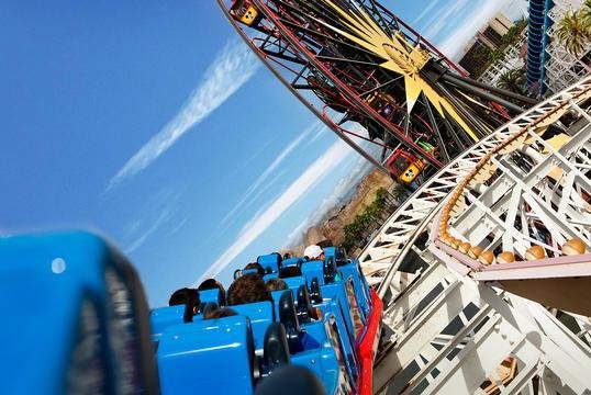 Patrons at Disney California Adventure take a turn on the California Screamin' roller coaster. The ride's automatic shutoff feature was triggered Saturday after a woman's purse fell on the tracks, stranding 15 riders for 45 minutes. Photo courtesy Disney California Adventure