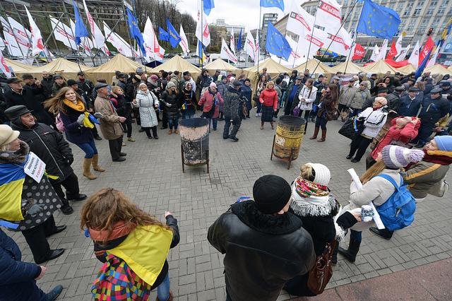 Pro-EU demonstrators at a rally in Kiev, Ukraine on November 26, 2013. (CC/Ivan Bandura)