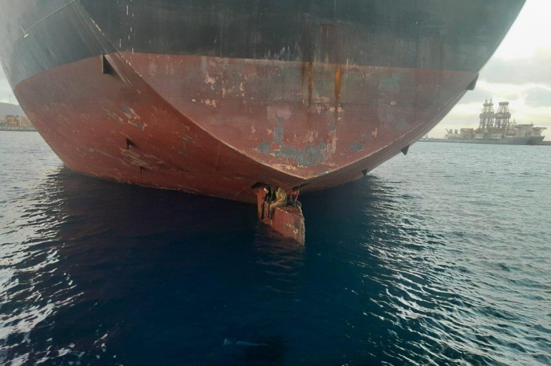 The Spanish Coast guard has rescued three stowaways found sitting on the rudder of a ship after an 11-day journey from Nigeria, Spanish authorities confirmed on Tuesday. Photo courtesy of Spanish Coast Guard/Twitter